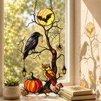 Raven & Owl Moonlit Branch Holographic Acrylic Suncatcher