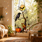 Raven & Owl Moonlit Branch Holographic Acrylic Suncatcher