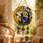 Witch & Black Cat Crescent Moon Holographic Acrylic Suncatcher