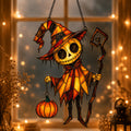 Pumpkin Head Trickster with Staff Holographic Acrylic Suncatcher