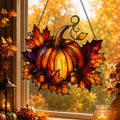 Harvest Pumpkin & Maple Leaves Holographic Acrylic Suncatcher
