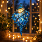 Starry Night Conch Shell with Pearl Drops Holographic Acrylic Suncatcher