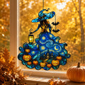 Starry Night Witch with Lantern and Pumpkins Holographic Acrylic Suncatcher