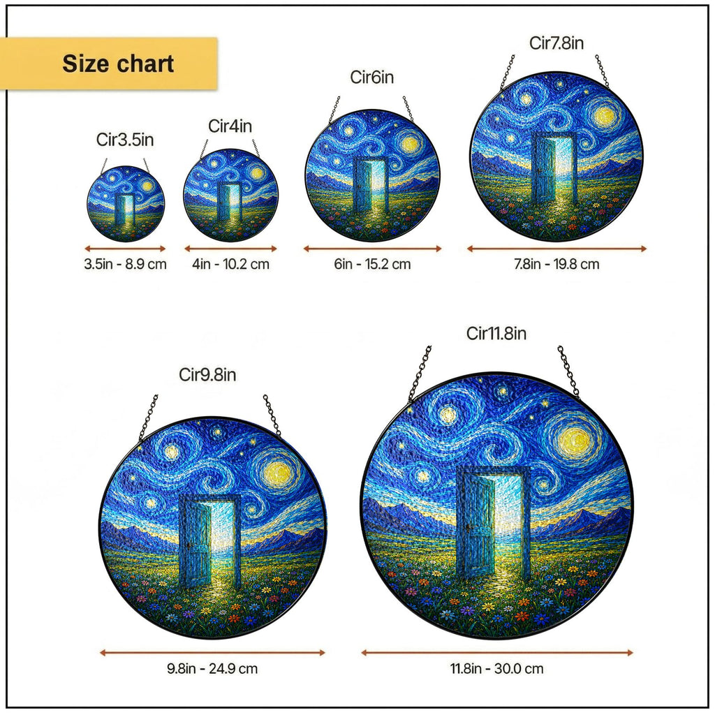 Size chart 6 in 7.8 in 9.8 in 11.8 in suncatcher