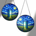 Two sizes of the Starry Night doorway suncatcher side by side