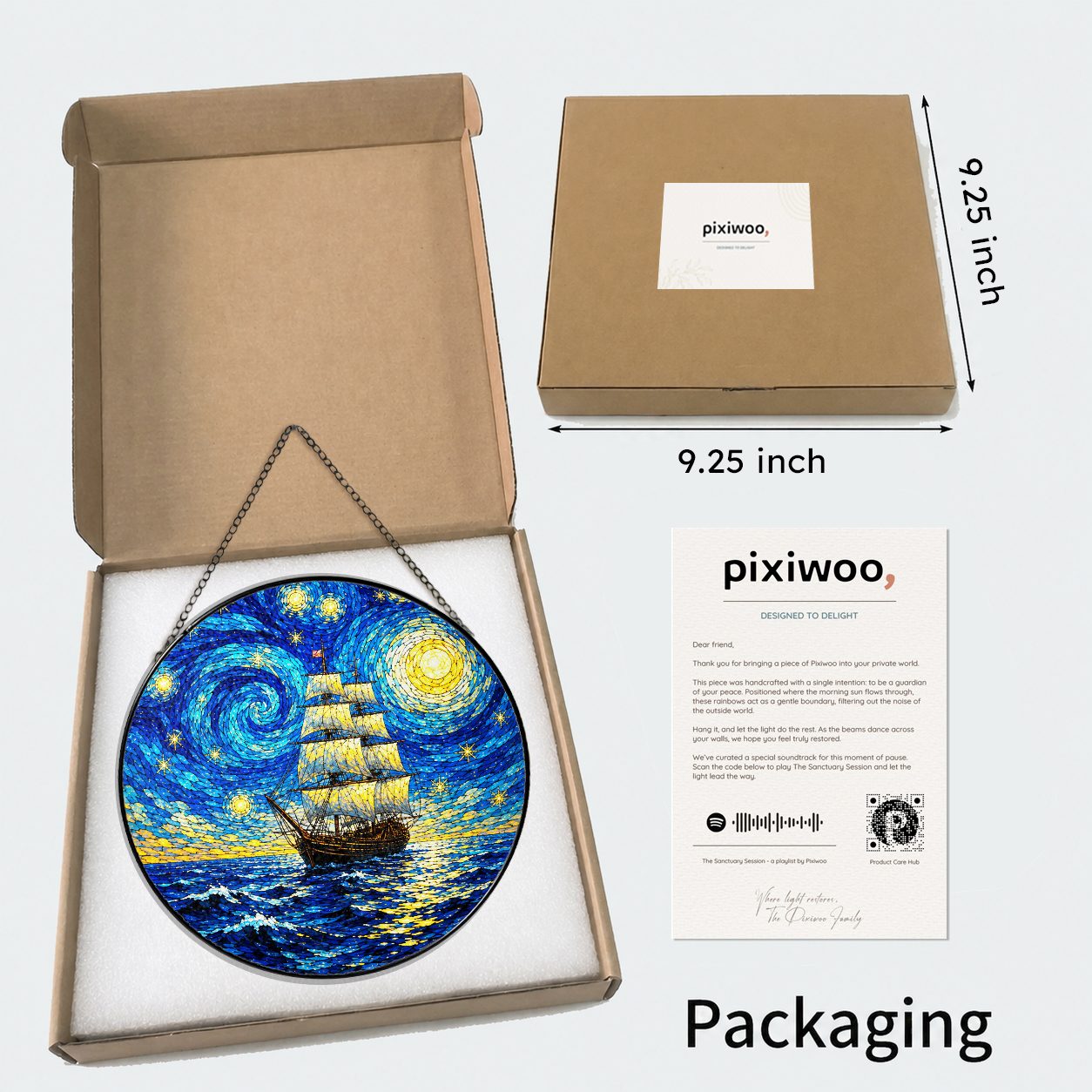 Pixiwoo gift box packaging for the stained glass suncatcher