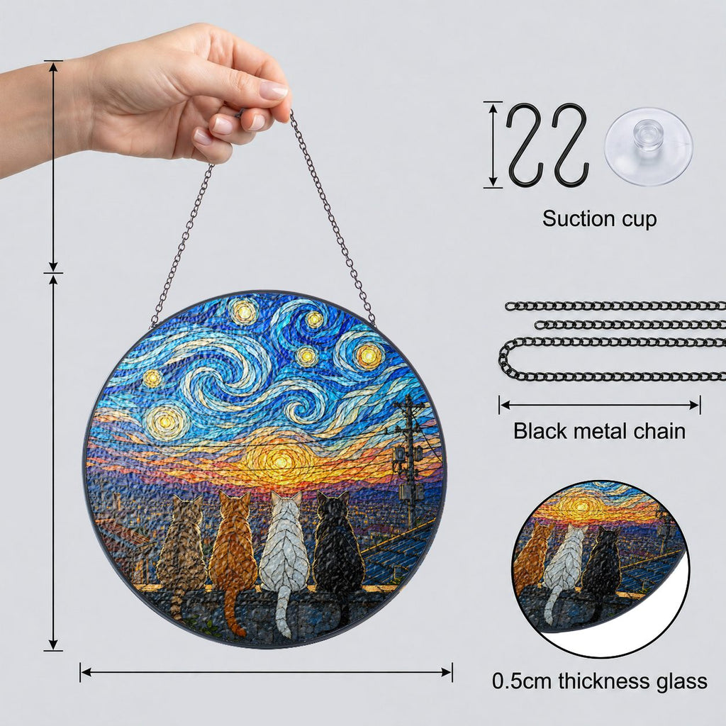 Suncatcher dimensions with chain suction cup and 0.5 cm glass