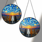 Two sizes of the four cats suncatcher side by side