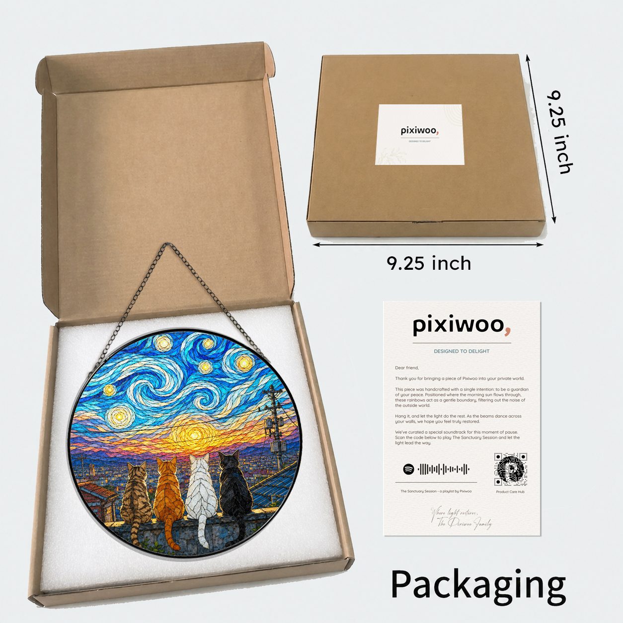 Pixiwoo gift box packaging for the stained glass suncatcher
