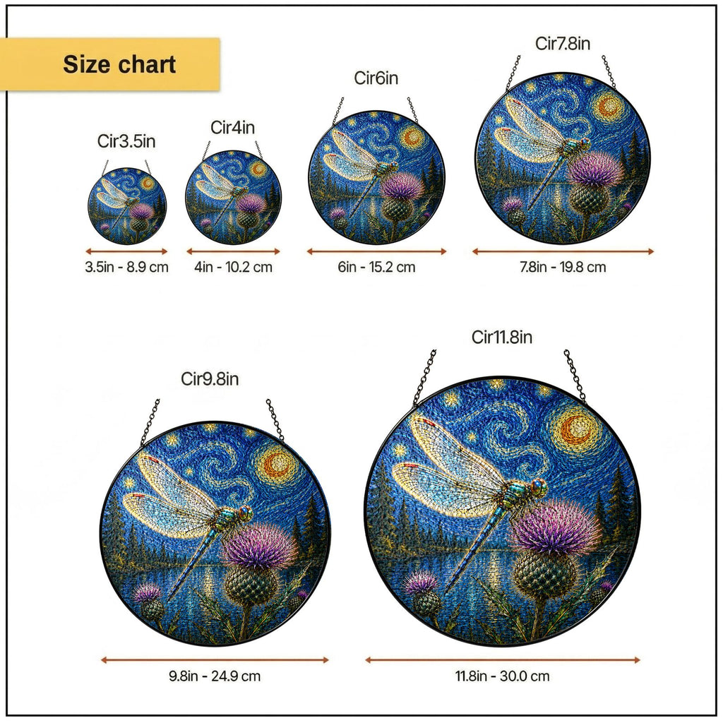Size chart 6 in 7.8 in 9.8 in 11.8 in suncatcher