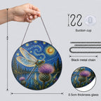 Suncatcher dimensions with chain suction cup and 0.5 cm glass