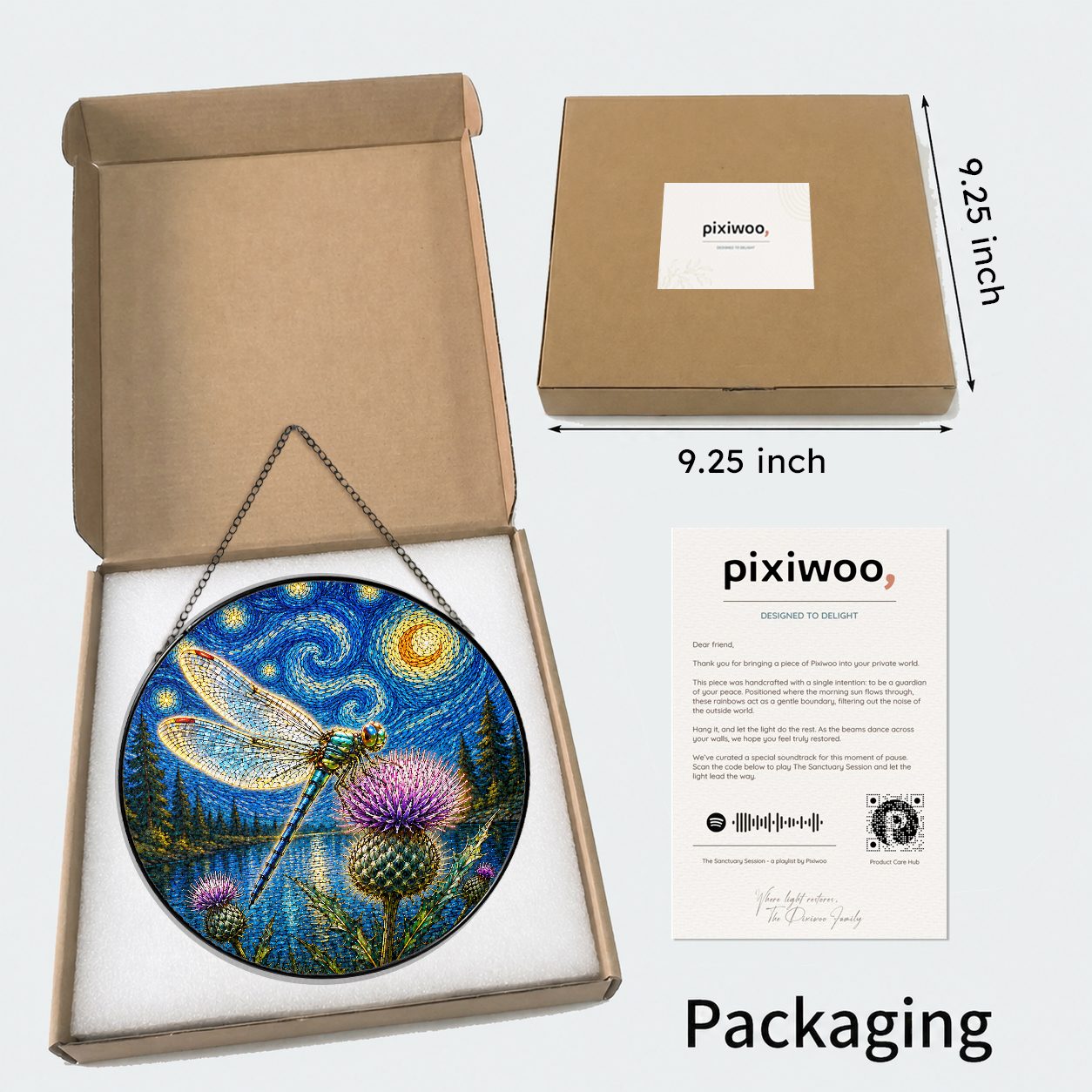 Pixiwoo gift box packaging for the stained glass suncatcher