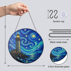 Suncatcher dimensions with chain suction cup and 0.5 cm glass