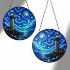 Two sizes of the lighthouse suncatcher side by side