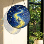 Rainbow light cast by the rowboat stained glass suncatcher