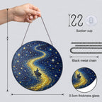Suncatcher dimensions with chain suction cup and 0.5 cm glass