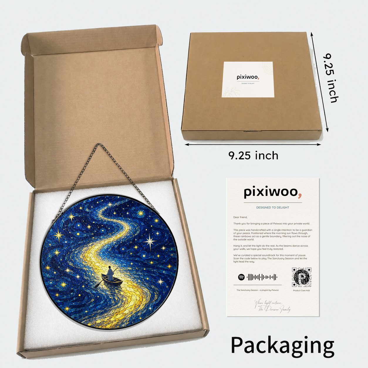 Pixiwoo gift box packaging for the stained glass suncatcher