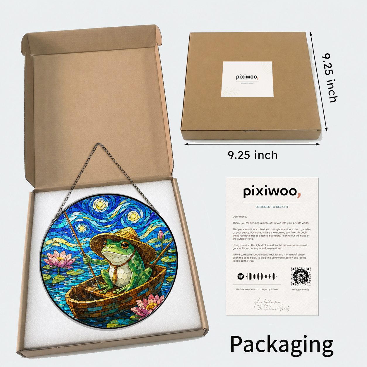 Pixiwoo gift box packaging for the stained glass suncatcher