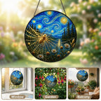 Spider web suncatcher in window garden and balcony settings