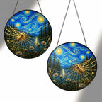 Two sizes of the spider web suncatcher side by side