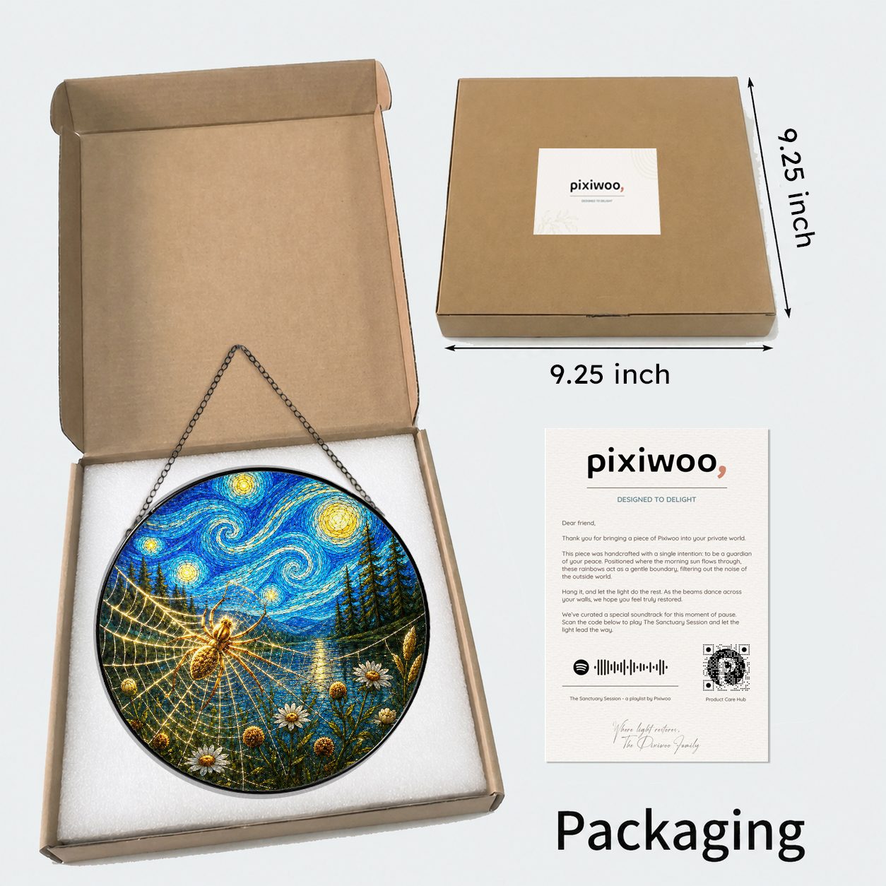 Pixiwoo gift box packaging for the stained glass suncatcher