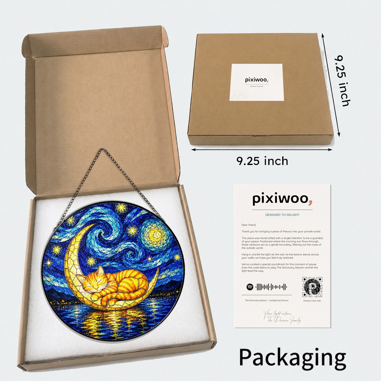 Pixiwoo gift box packaging for the stained glass suncatcher