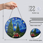 Suncatcher dimensions with chain suction cup and 0.5 cm glass