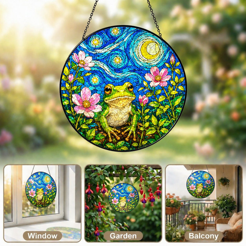 Frog blossom suncatcher in window garden and balcony settings