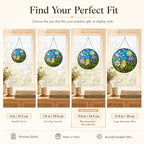 Size guide for the frog blossom stained glass suncatcher