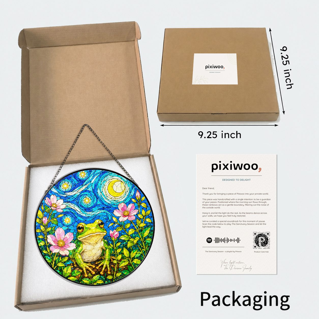 Pixiwoo gift box packaging for the stained glass suncatcher
