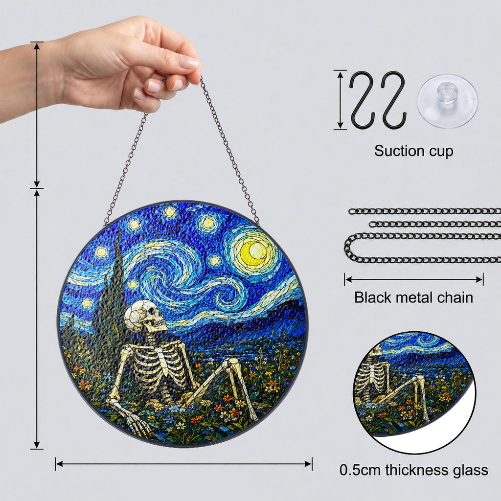Suncatcher dimensions with chain suction cup and 0.5 cm glass