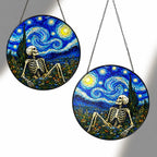 Two sizes of the skeleton suncatcher side by side