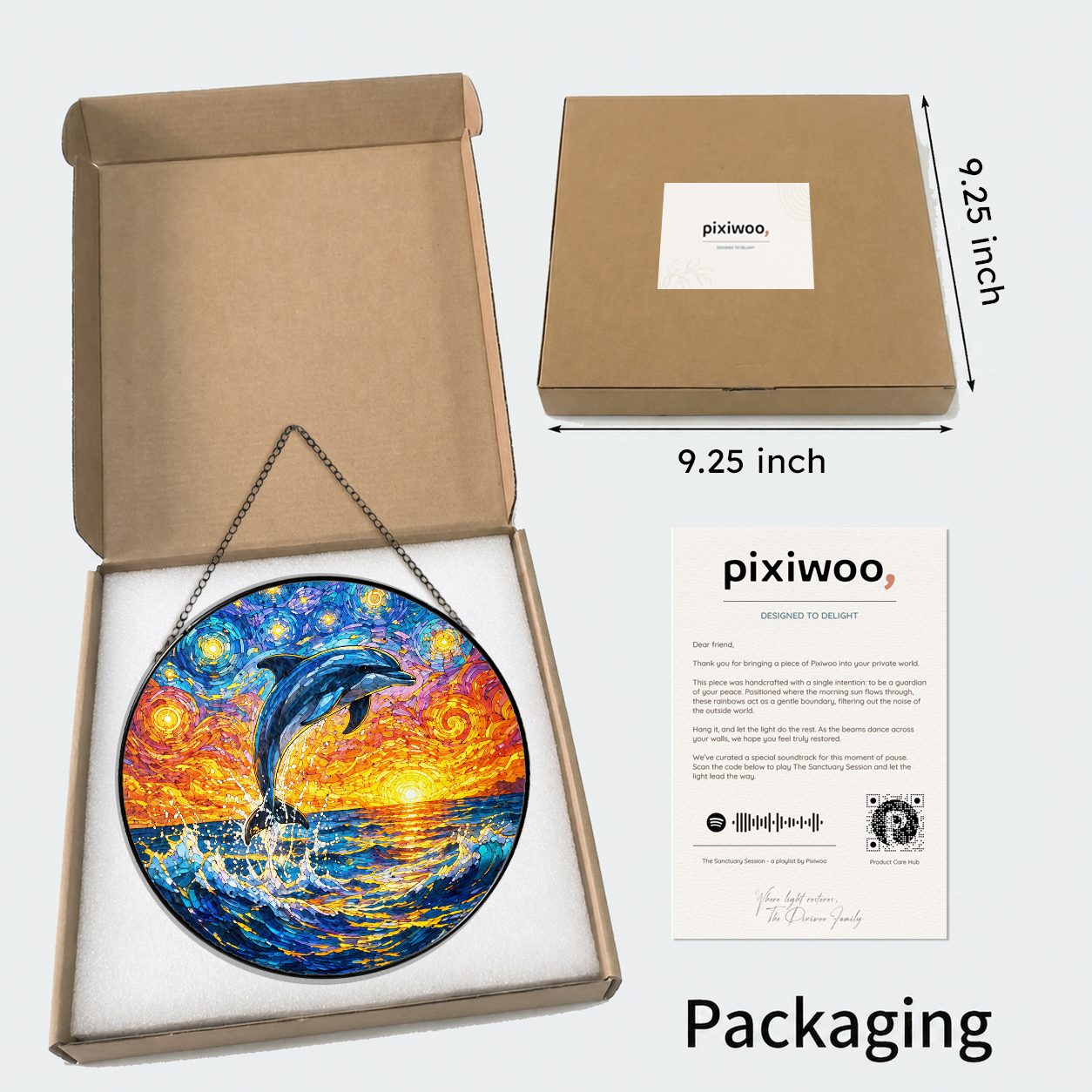 Pixiwoo gift box packaging for the stained glass suncatcher