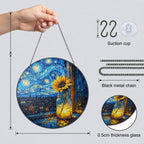 Suncatcher dimensions with chain suction cup and 0.5 cm glass