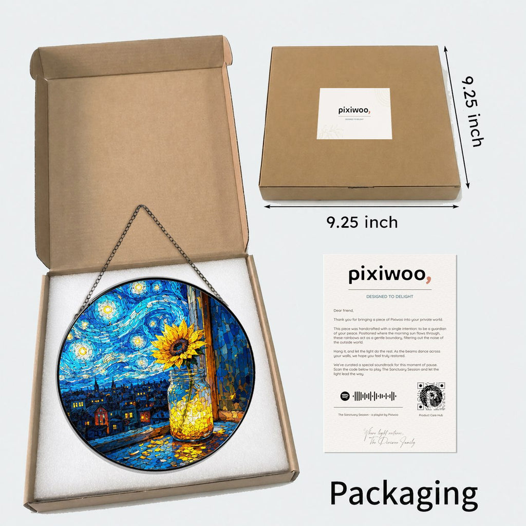 Pixiwoo gift box packaging for the stained glass suncatcher