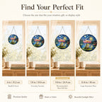 Size guide for the frog lotus stained glass suncatcher