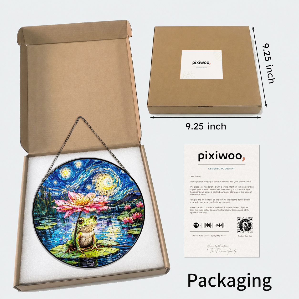 Pixiwoo gift box packaging for the stained glass suncatcher