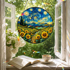 Sunflower field suncatcher in a reading nook window