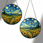Two sizes of the sunflower field suncatcher side by side