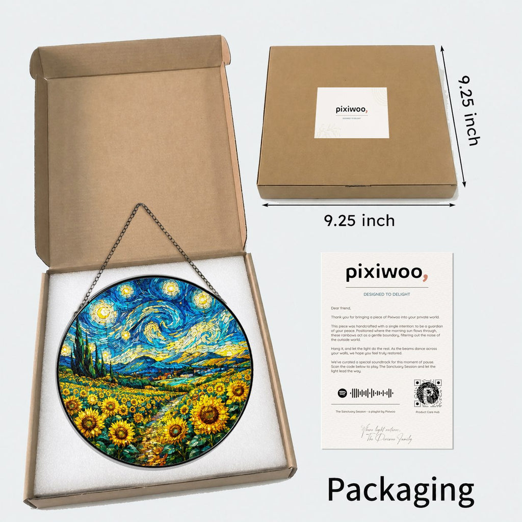 Pixiwoo gift box packaging for the stained glass suncatcher