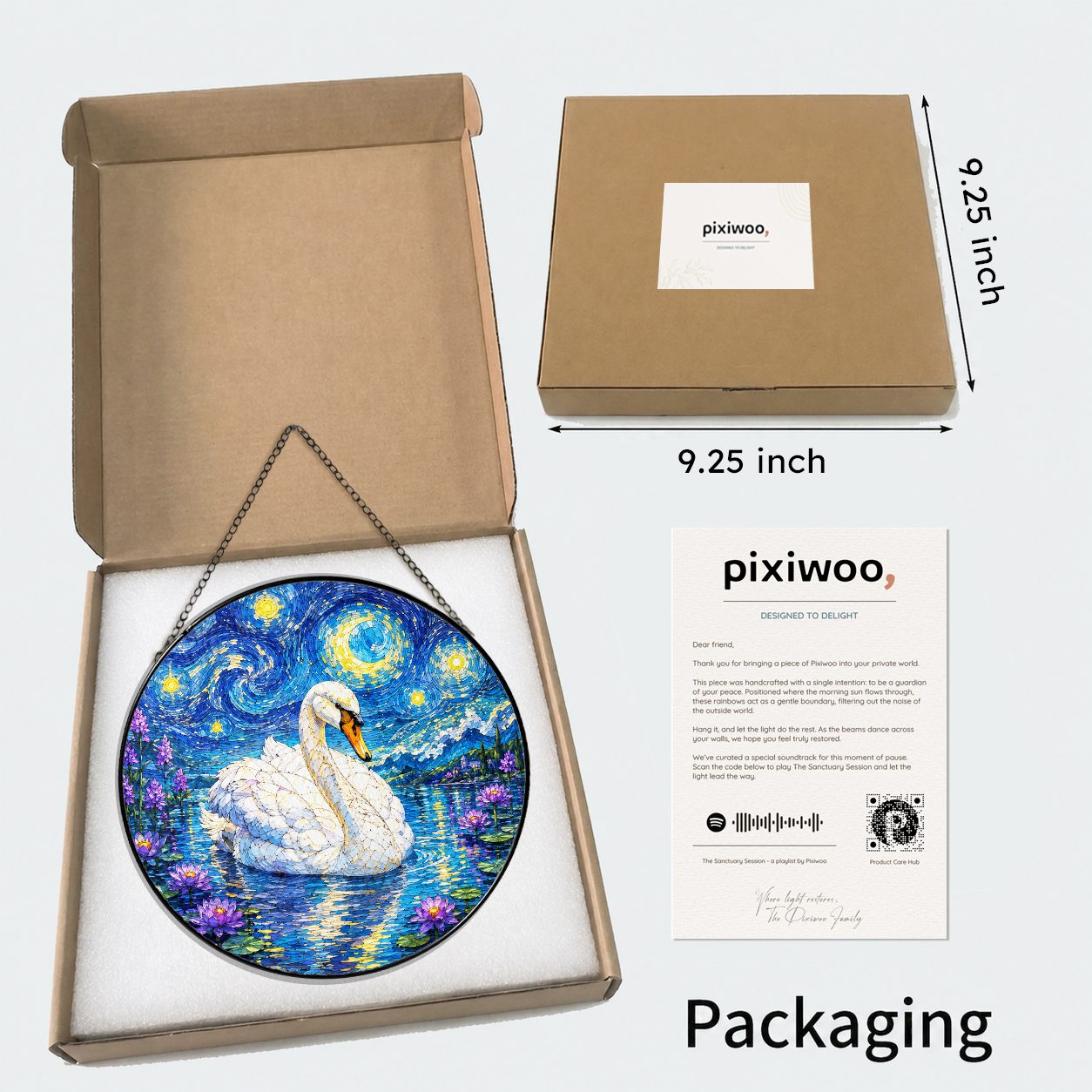Pixiwoo gift box packaging for the stained glass suncatcher