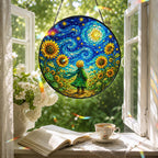 Child sunflower suncatcher in a reading nook window