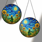 Two sizes of the child sunflower suncatcher side by side