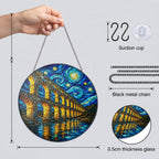 Suncatcher dimensions with chain suction cup and 0.5 cm glass