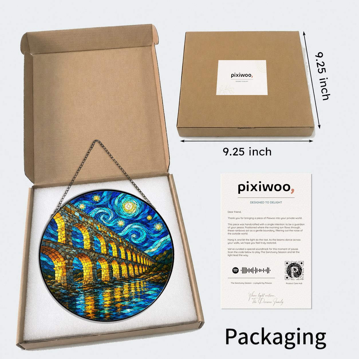 Pixiwoo gift box packaging for the stained glass suncatcher