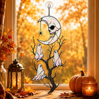 Skull Moon & Ghost Tree Holographic Acrylic Suncatcher