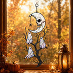 Skull Moon & Ghost Tree Holographic Acrylic Suncatcher