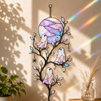 Pastel Moon & Ghost Branch Holographic Acrylic Suncatcher
