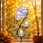 Pastel Moon & Ghost Branch Holographic Acrylic Suncatcher