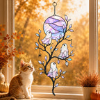 Pastel Moon & Ghost Branch Holographic Acrylic Suncatcher